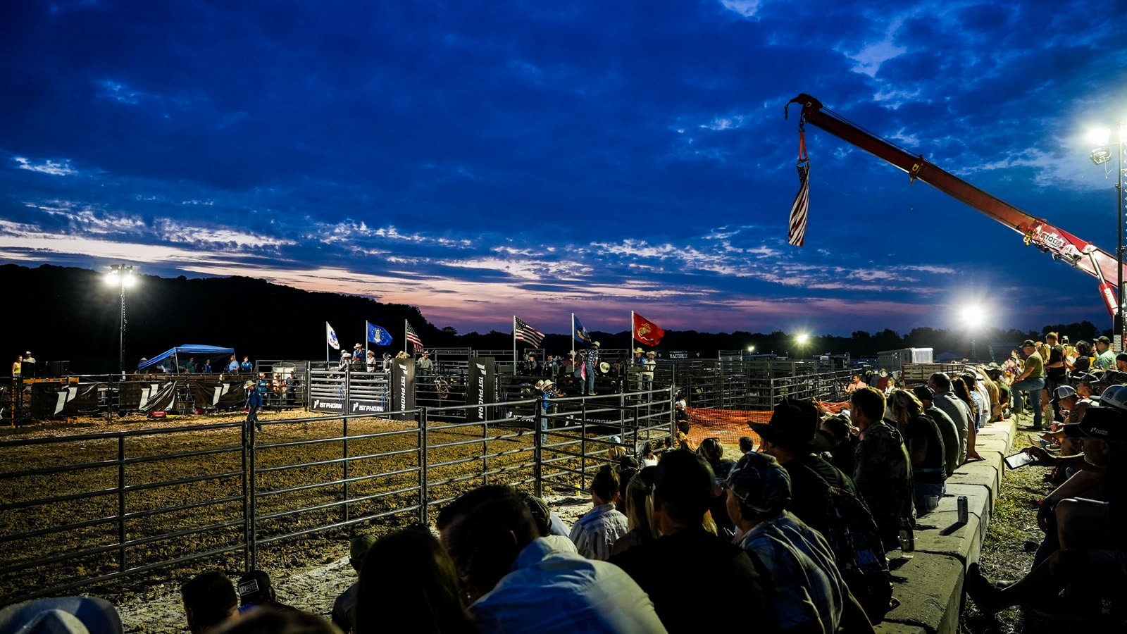Main stage crowd at dusk
