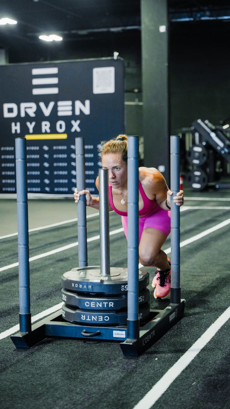 HYROX sled push at DRVEN