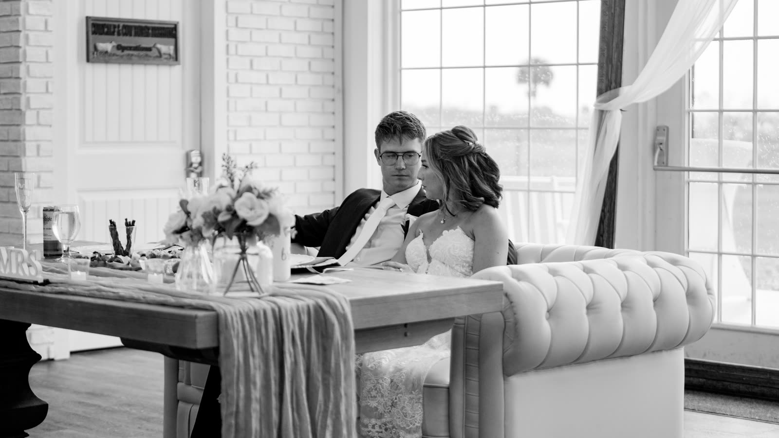 Getting-ready moment in black and white